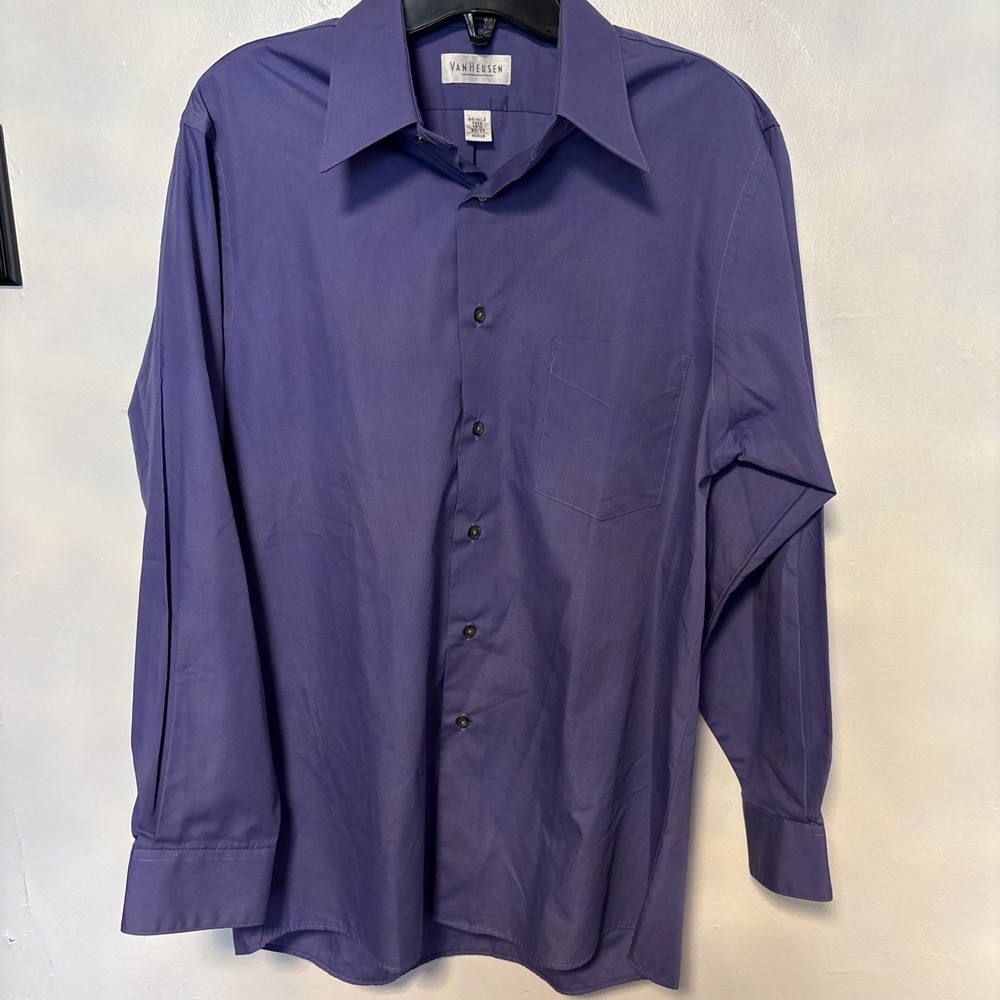 Lot Of 3 Van Heusen Dress Shirts 15 1/2 And 32/33 Size. PURPLE, GRAY‎ AND BLACK